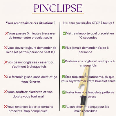 Pinclipse — Attachez votre bracelet seule en 3 secondes.