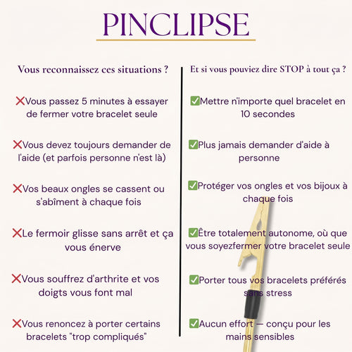 Pinclipse — Attachez votre bracelet seule en 3 secondes.